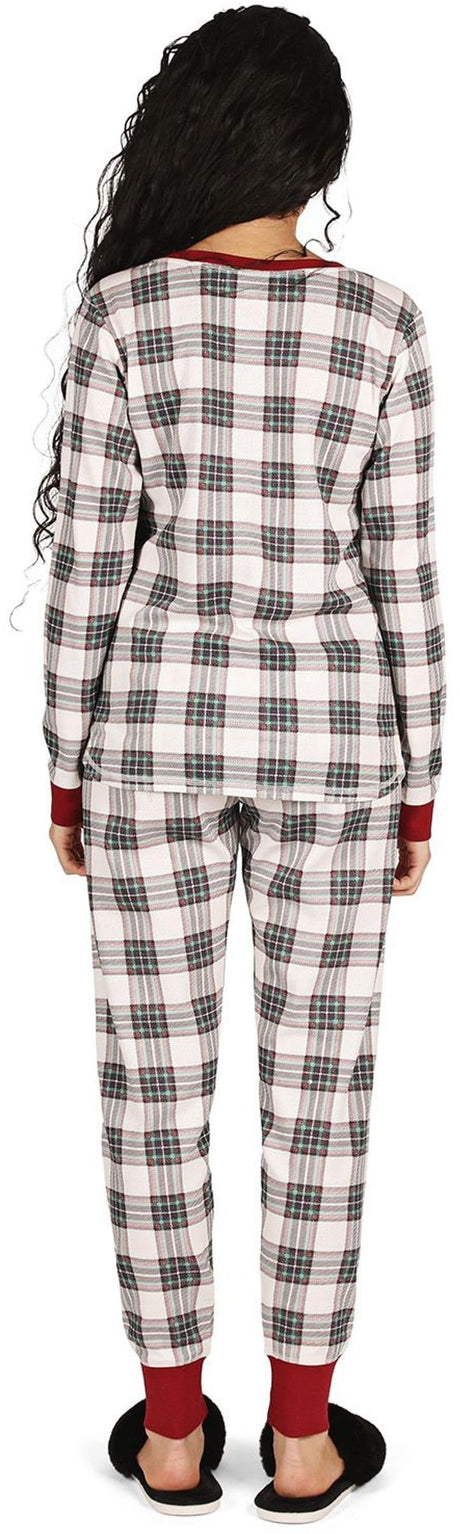 Memoi Teens/Womens Plaid Print 2 Piece Pajama Set - CPJ07719