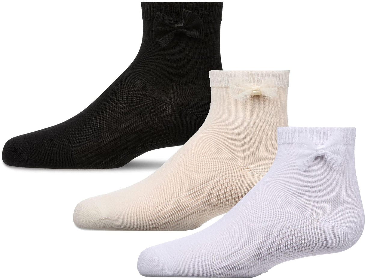 Memoi Girls Mercerized Bow Anklet Socks - MKF-1014