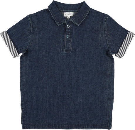 Bopop Boys Pinstripe Short Sleeve Polo Shirt - TR148
