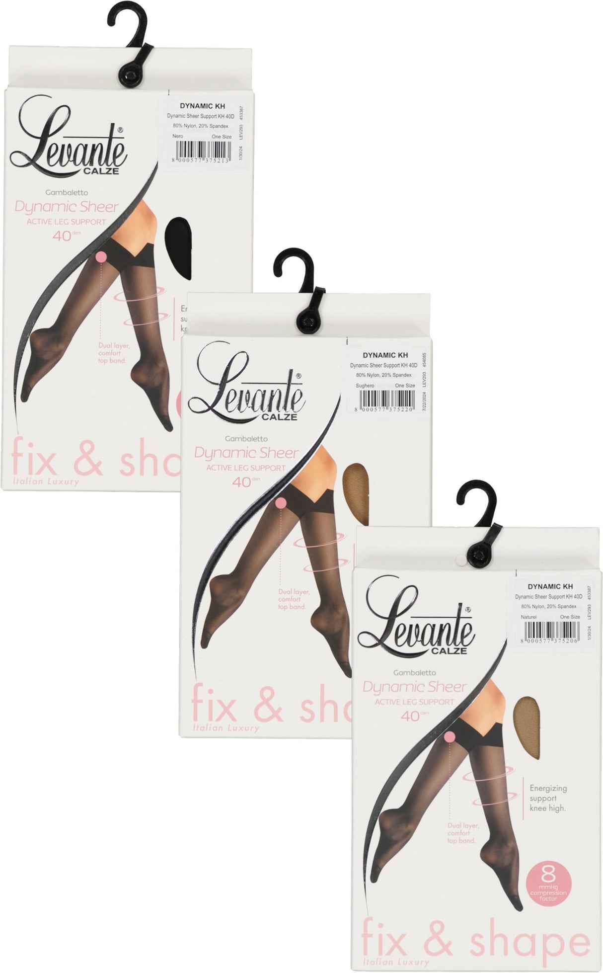 Levante Womens Dynamic Energizing Sheer Support 40 Denier Knee Highs