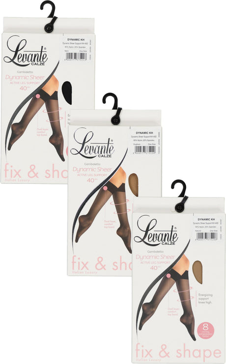 Levante Womens Dynamic Energizing Sheer Support 40 Denier Knee Highs