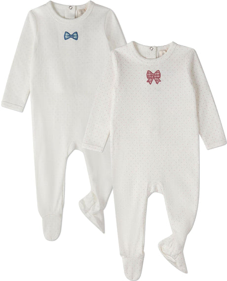 MiniMoi by Memoi Baby Boys Girls Cotton Bow Footie - IAA10050/IAA10054