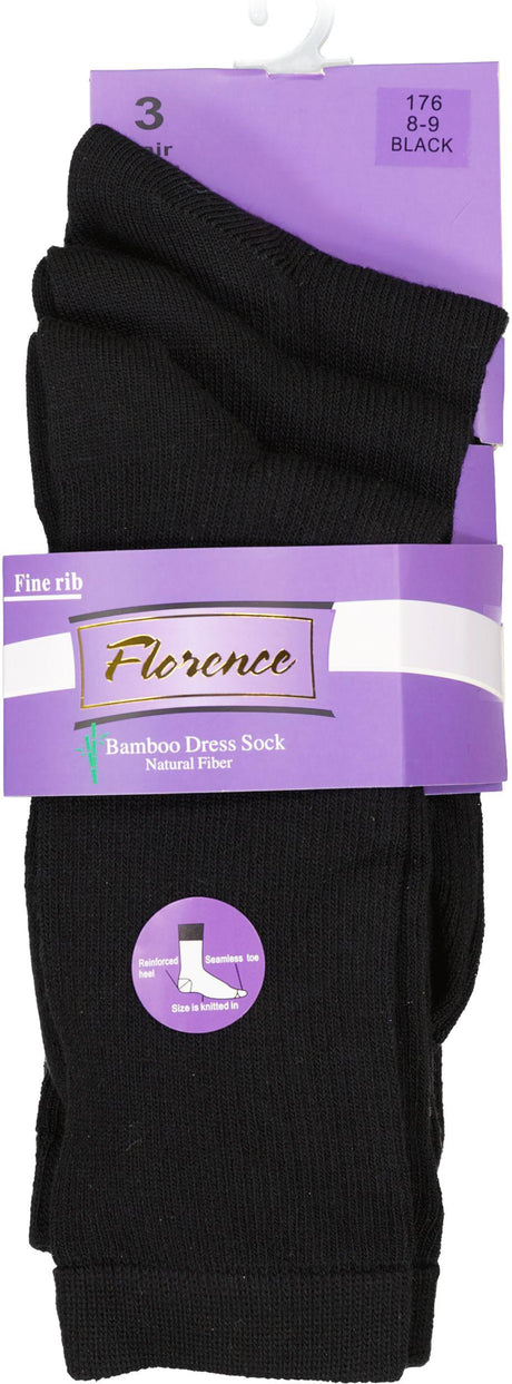 Florence Boys Bamboo Fine Rib Dress Socks 3 Pack - 176