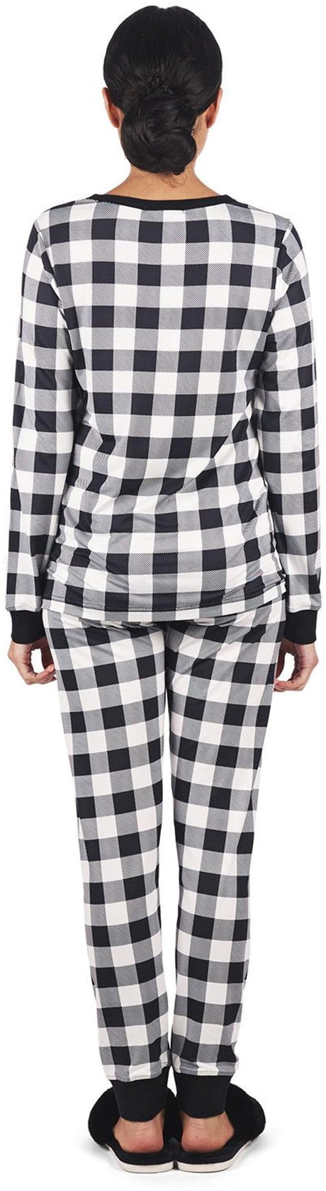 Memoi Teens/Womens Buffalo Check Plaid Print 2 Piece Pajama Set - CPJ07721
