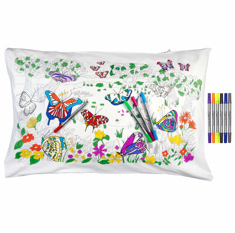 Eat Sleep Doodle Butterfly Pillowcase & Marker Set - BTDPC