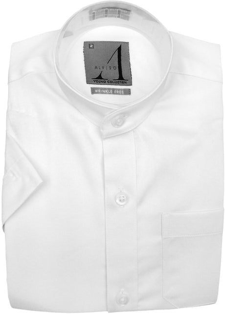 ALVISO Boys Short Sleeve Dress Shirt with Mandarin Collar - T601-BOSM