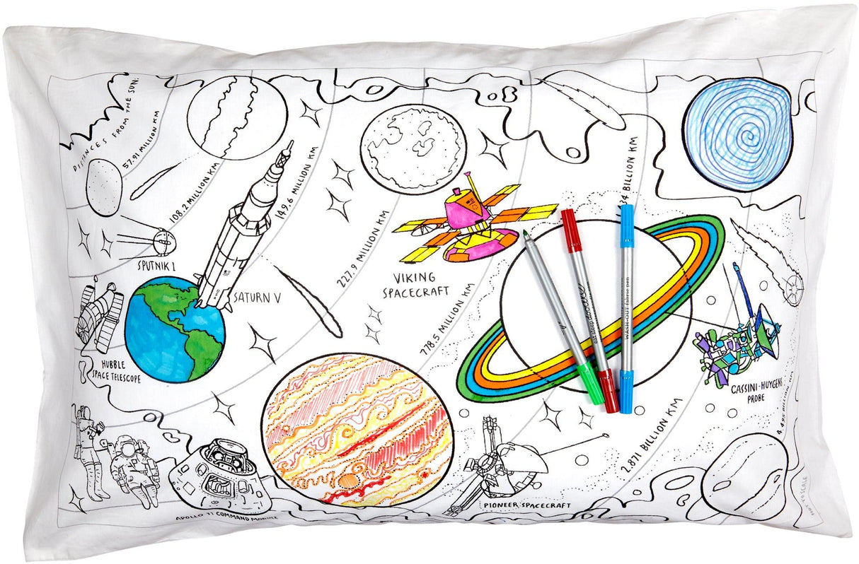 Eat Sleep Doodle Space Explorer Pillowcase & Marker Set - SPDPC