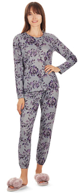 Memoi Teens/Womens Purple Blossom Print 2 Piece Pajama Set - CPJ07034