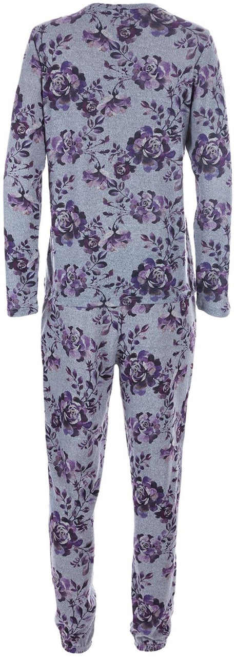 Memoi Teens/Womens Purple Blossom Print 2 Piece Pajama Set - CPJ07034