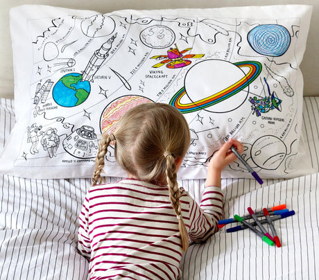 Eat Sleep Doodle Space Explorer Pillowcase & Marker Set - SPDPC