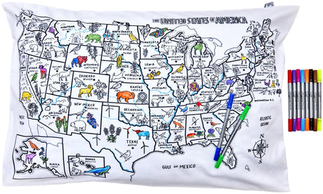 Eat Sleep Doodle US Map Pillowcase & Marker Set - USDPC