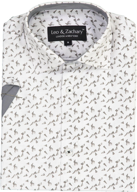 Leo & Zachary Boys Maho Short Sleeve Dress Shirt - 5869