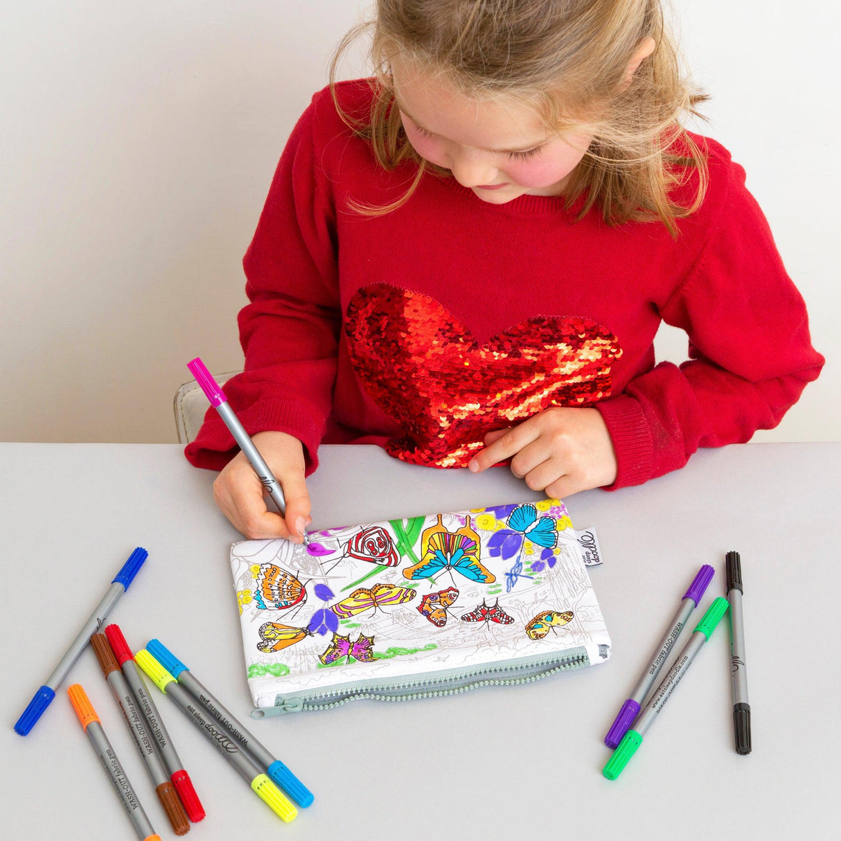 Eat Sleep Doodle Butterfly Pencil Case & Marker Set - BTPEN