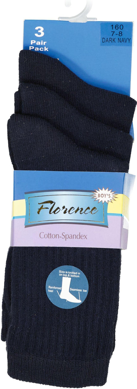 Florence Boys Cotton Blend Rib Socks 3 Pack - 160