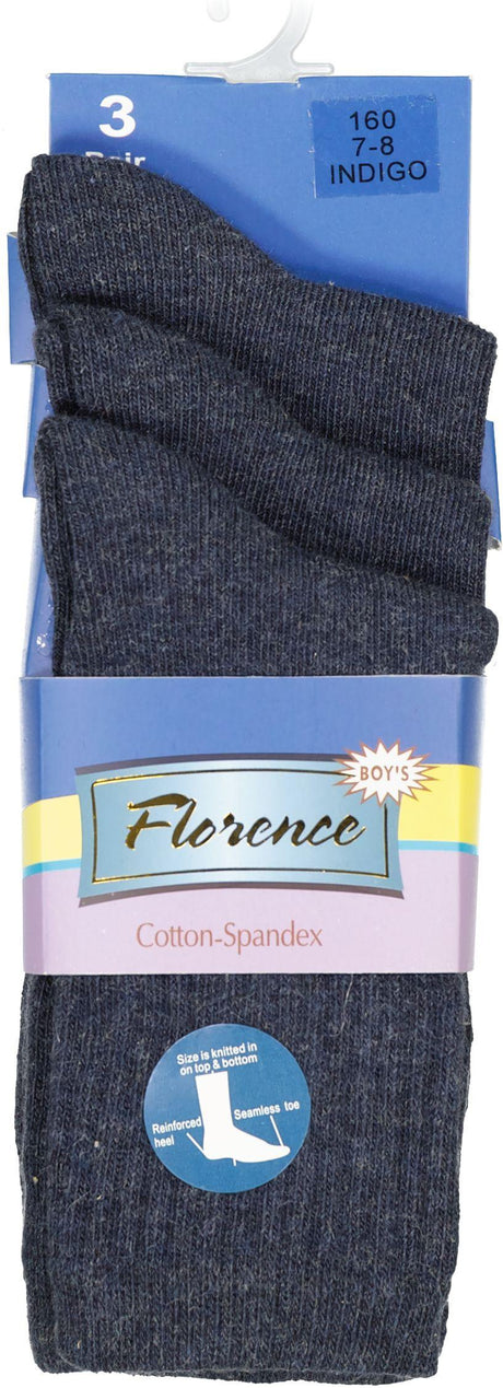 Florence Boys Cotton Blend Rib Socks 3 Pack - 160