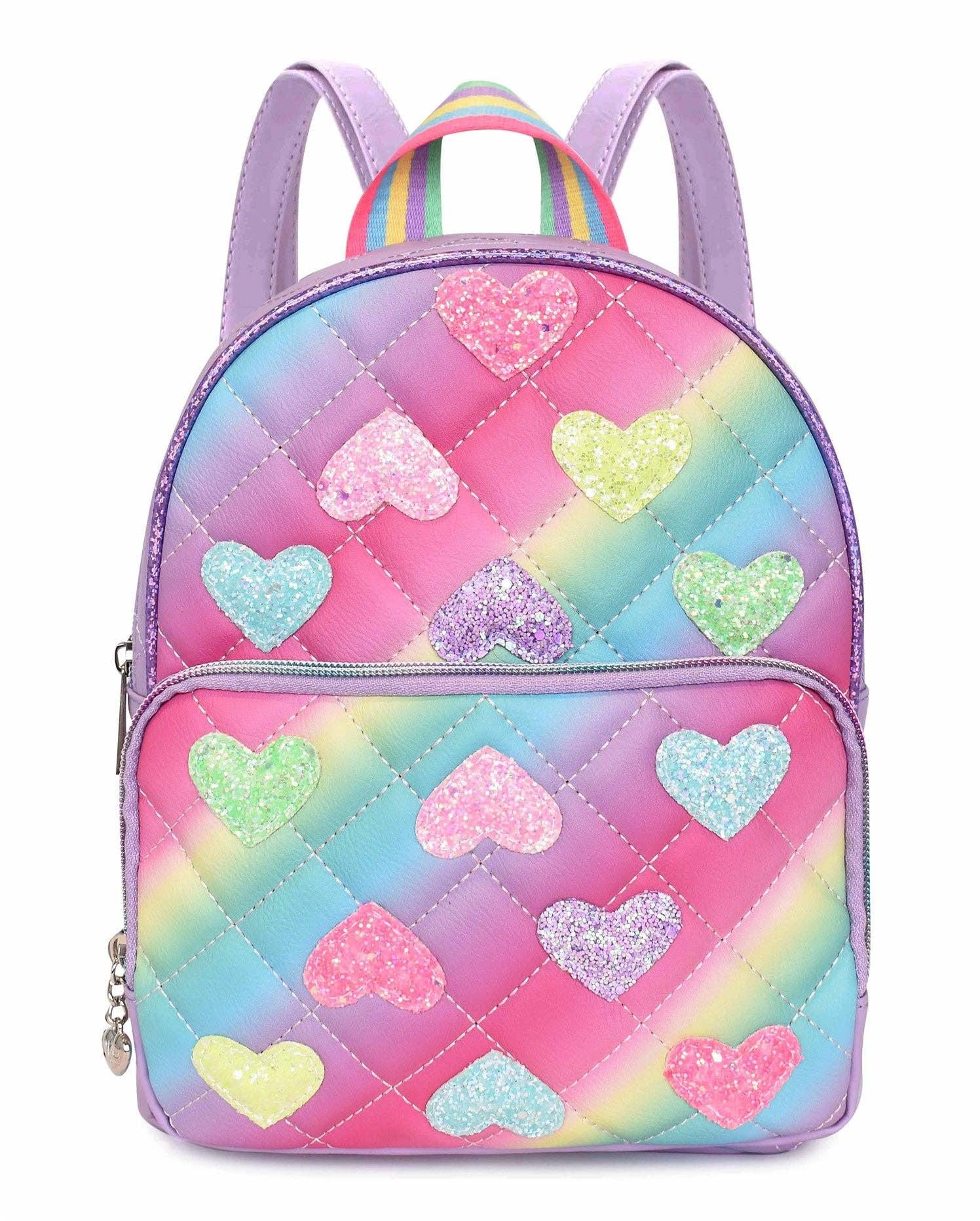 OMG Glitter Heart Patch Mini Backpack