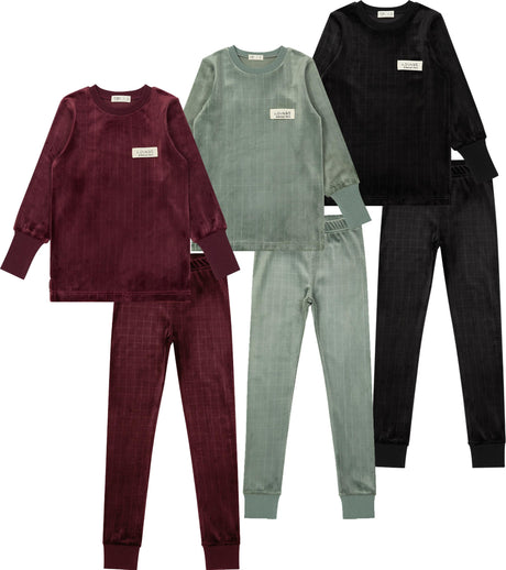 Crew Lounge Boys Girls Velour Grid Pajamas - SG3207