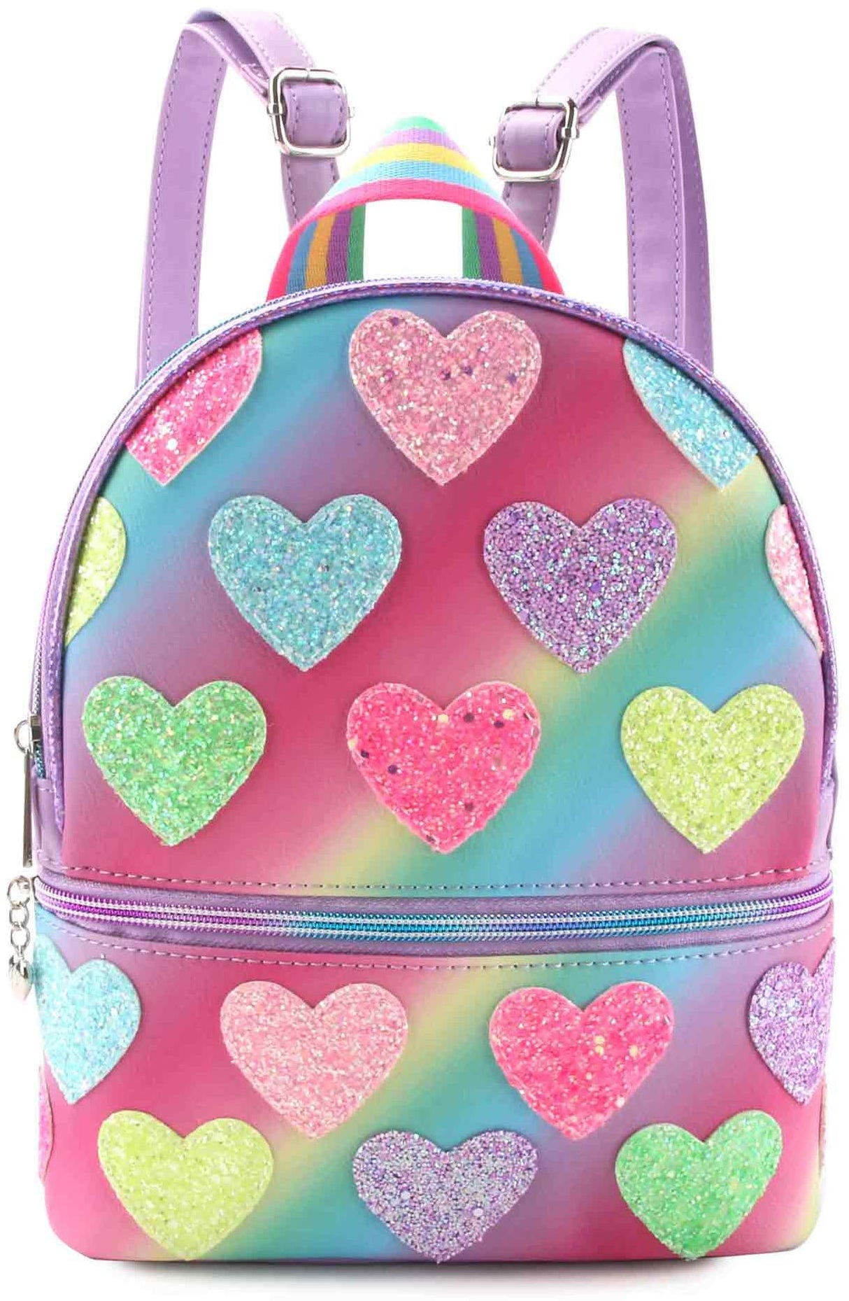 OMG Ombre Heart Patched Quilted Mini Backpack - HRT-MBZ21
