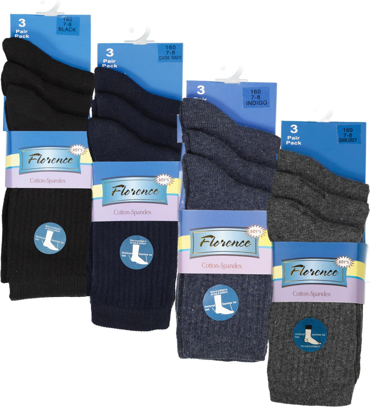 Florence Boys Cotton Blend Rib Socks 3 Pack - 160