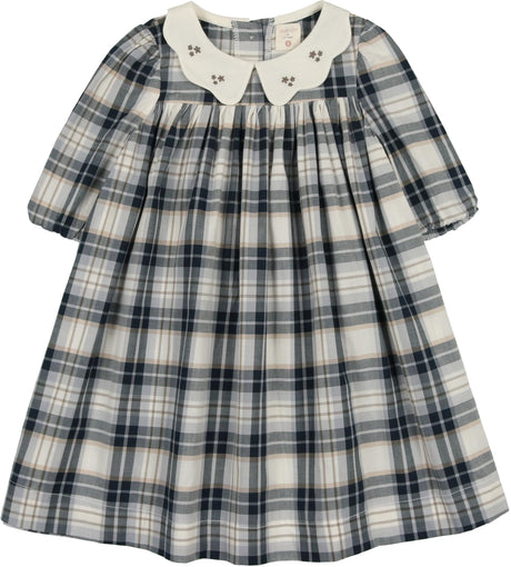 Analogie by Lil Legs Shabbos Collection Girls Printed Plaid 3/4 Sleeve Dress