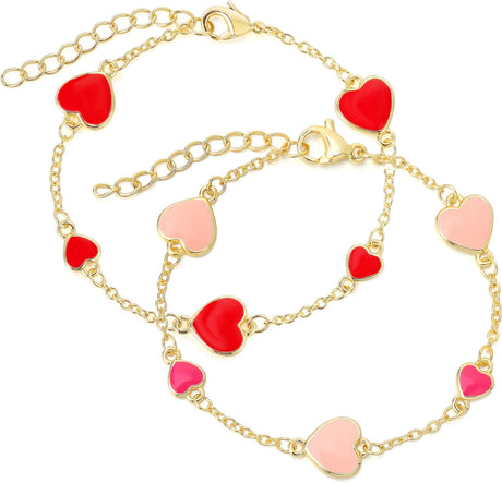 Tiny Gem Girls Large & Small Hearts Bracelet - TG1017-1018