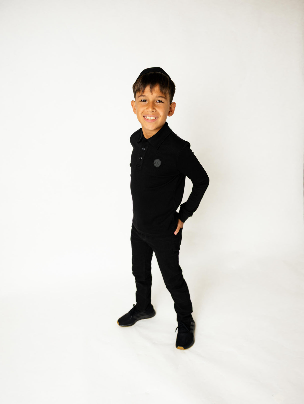 3 Buttons Boys Long Sleeve Polo Shirt - Classic