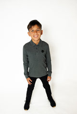 3 Buttons Boys Long Sleeve Polo Shirt - Classic