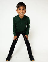 3 Buttons Boys Long Sleeve Polo Shirt - Classic