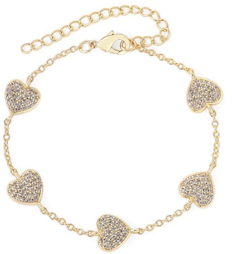 Tiny Gem Girls Stone Filled Hearts Bracelet - TG1025