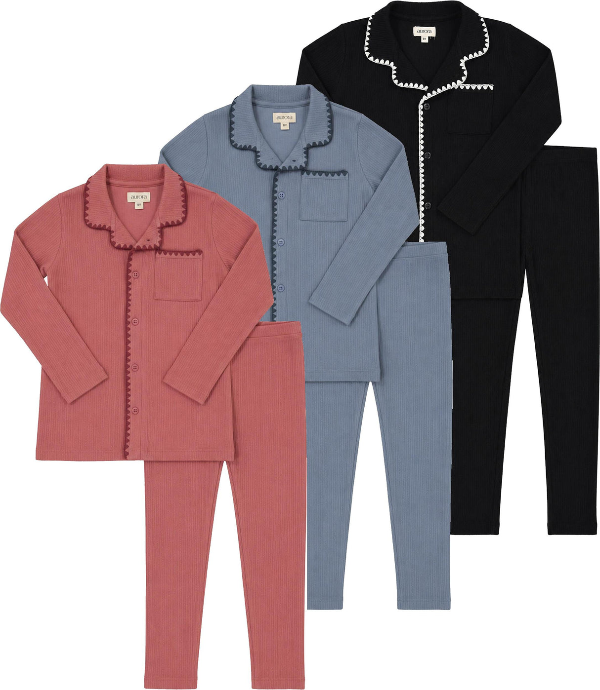 Aurora Boys Girls Whipstitch Cotton Pajamas - AAW26-0105-0107-0108