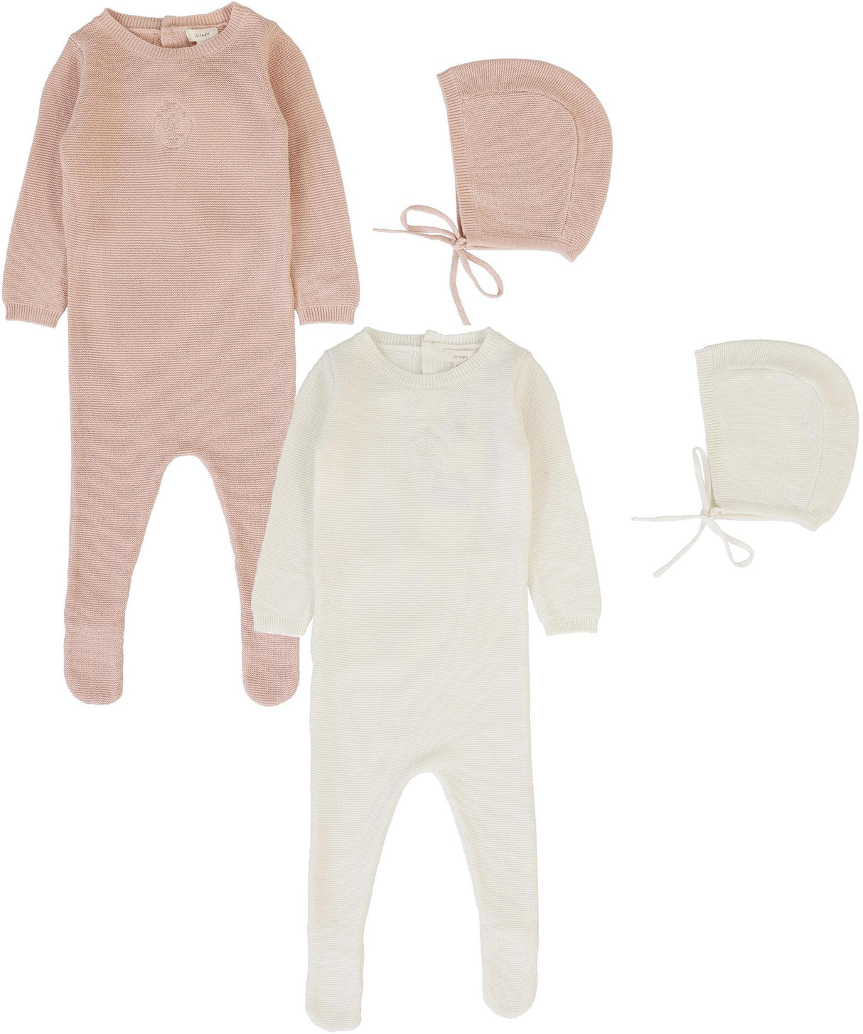 Analogie by Lil Legs Signature Collection Baby Girls Crest Knit Footie & Bonnet Set - CKFG