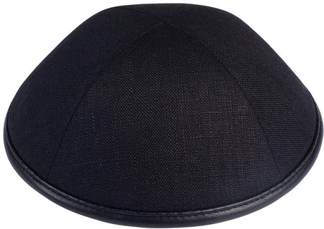 iKippah Boys Linen Yarmulka w/ Leather Rim