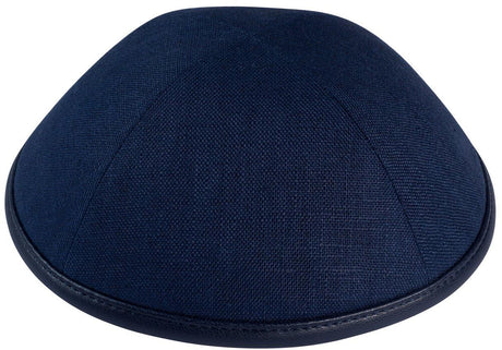 iKippah Boys Linen Yarmulka w/ Leather Rim