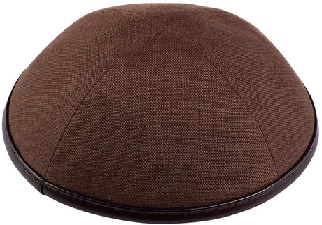 iKippah Boys Linen Yarmulka w/ Leather Rim