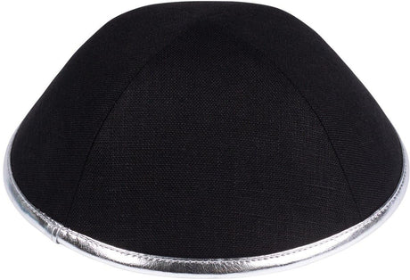 iKippah Boys Linen Yarmulka w/ Leather Rim