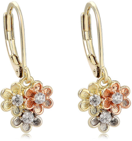 Tiny Gem Girls Triple Flower Leverback Earring - TG5002