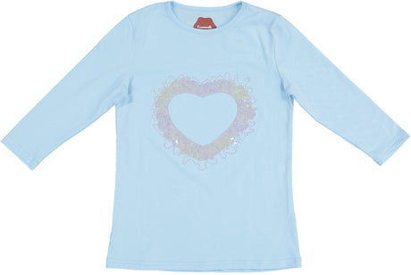Essemmelle Girls Sequin Heart 3/4 Sleeve T-shirt - SML22002