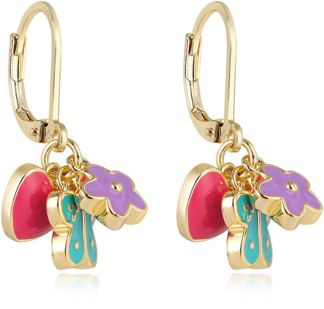 Tiny Gem Girls Heart, Flower, Butterfly Leverback Earring - TG5017