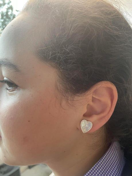 Tiny Gem Girls Pearl Heart Stud Earring - TG7011