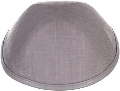 iKippah Boys Linen Yarmulka w/ Leather Rim