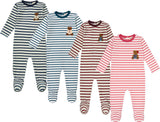 Crew Lounge Baby Boys Girls Striped Bear Velour Footie - SG3209