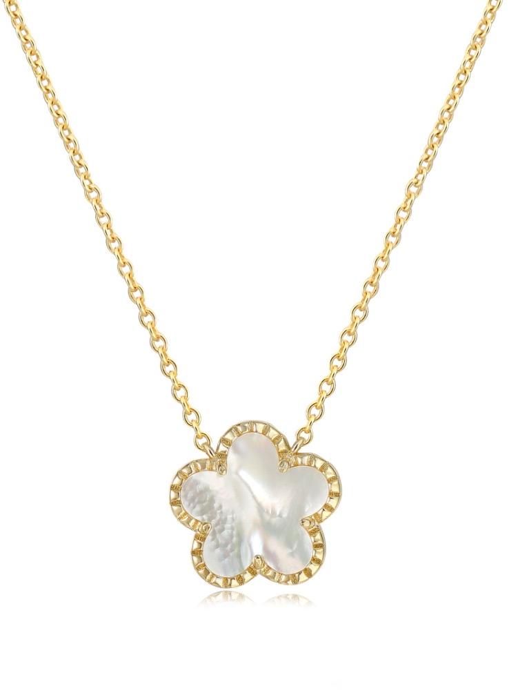Tiny Gem Pearl Flower Necklace - TG2016
