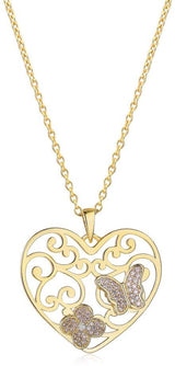 Tiny Gem Butterfly in Heart Necklace - TG2003