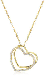 Tiny Gem Double Heart Necklace - TG2001