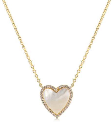 Tiny Gem Pearl Heart Necklace - TG2014