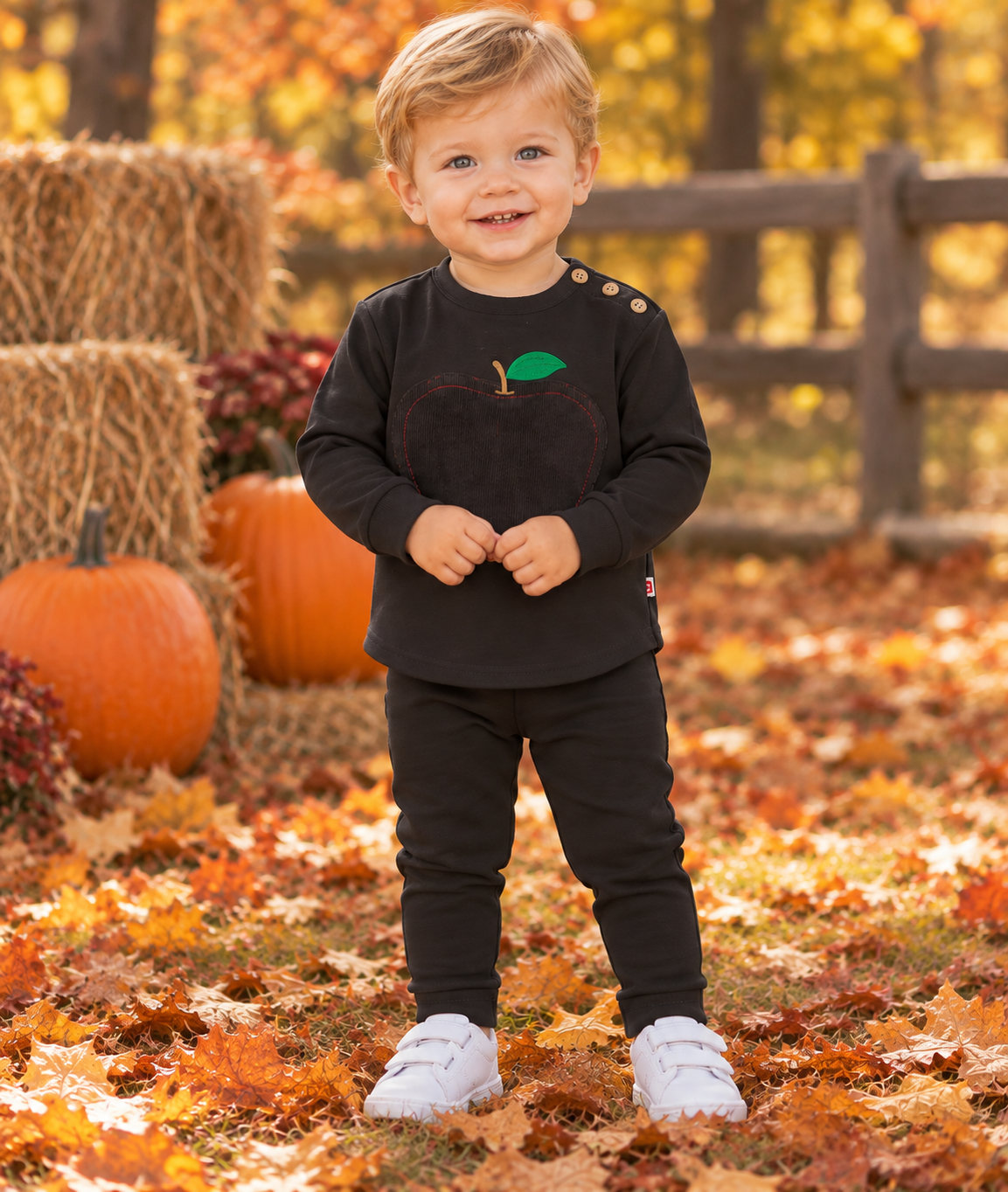 Chambray Baby Boys Apple Outfit - AW128