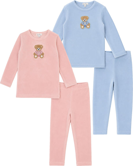 Bonbee Boys Girls Teddy Bear Velour Pajamas - BWLV26007P