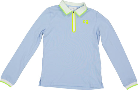 Charlotte & George Girls Teens Contrast Trim 3/4 Sleeve Polo T-shirt - SB6CP7392G
