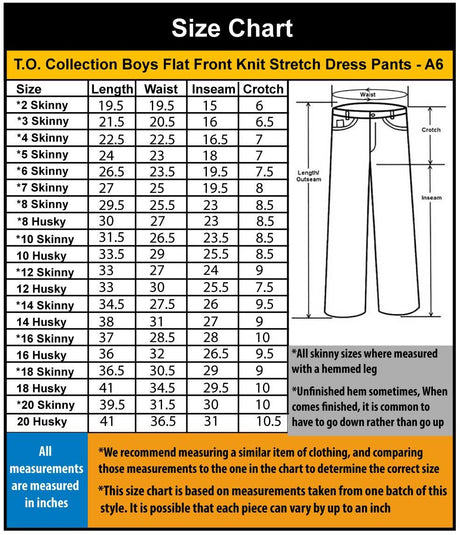 T.O. Collection Boys Flat Front Knit Stretch Dress Pants - A6