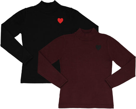 Teela Girls Heart Embroidered Turtleneck - 21-091